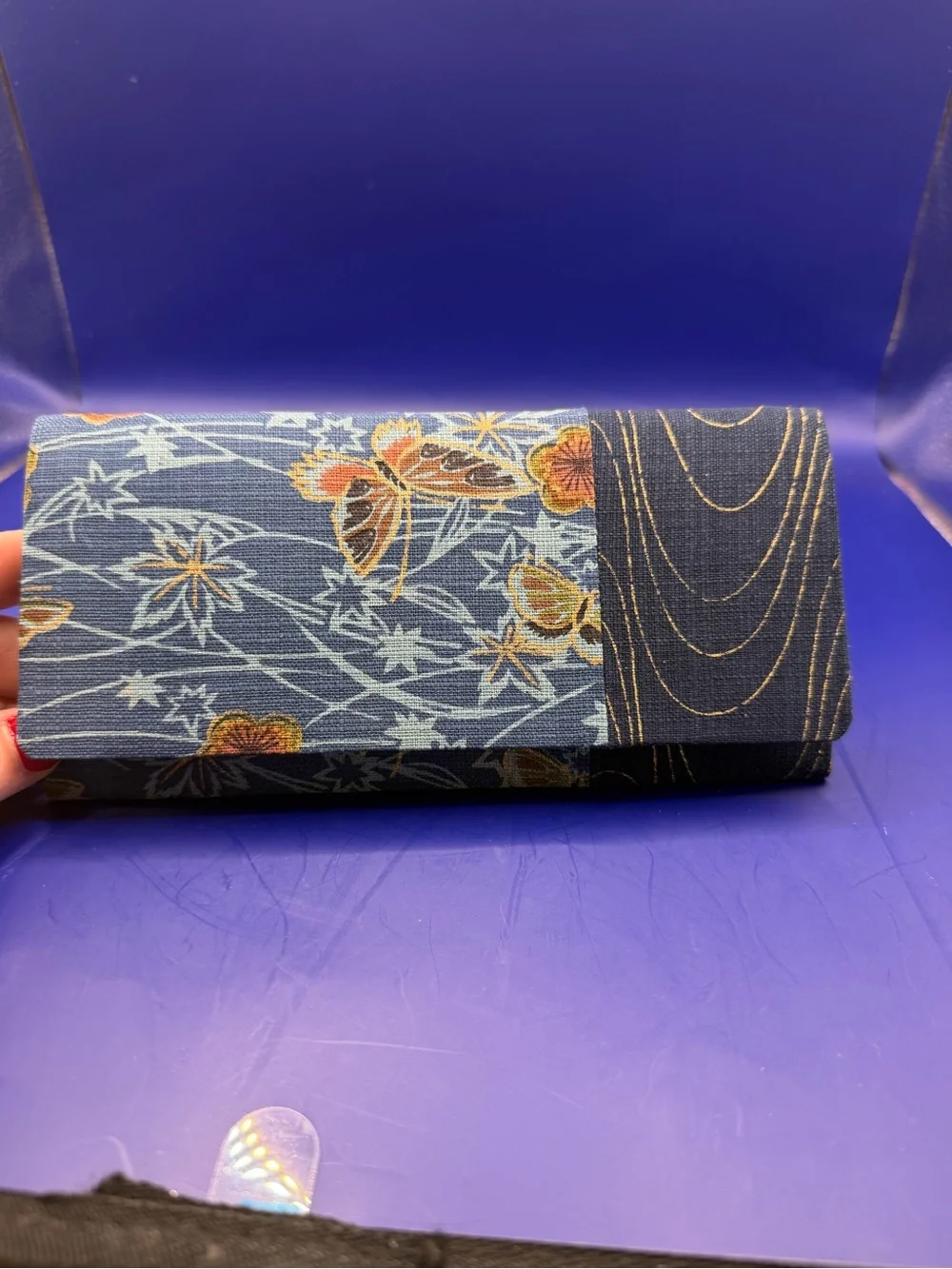 Blue Butterfly Slim Fabric Wallet